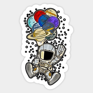 Astronaut Baloon Planets • Funny And Cool Sci-Fi Cartoon Drawing Design Great For Any Occasion And For Everyone Sticker